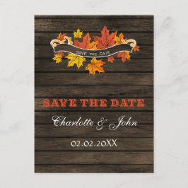 Barnwood Rustikale Hochzeit im Herbst Save the Dat Ankündigungspostkarte