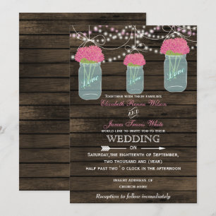Barnwood, Rustikale Mason Jar Hochzeit Einladungen