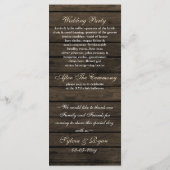 Barnwood Rustikale Pinienbäume, Winterhochzeit Programm (Rückseite)