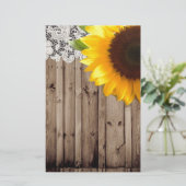 Barnwood-Spitz rustikale Western Land Sonnenblume Briefpapier (Stehend Vorderseite)