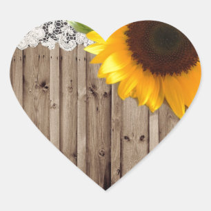 Barnwood-Spitz rustikale Western Land Sonnenblume Herz-Aufkleber
