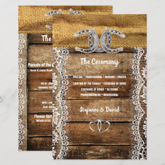 Barnwood, Spitzen-Horseshoes-Hochzeitsprogramm