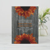 Barnwood & Sunflower Hochzeit im Herbst Einladung (Stehend Vorderseite)
