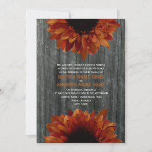 Barnwood & Sunflower Hochzeit im Herbst Einladung