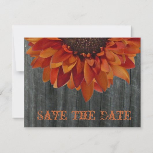 Barnwood & Sunflower Hochzeit im Herbst Save the D Date (Vorderseite)