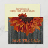Barnwood & Sunflower Hochzeit im Herbst Save the D Date (Vorne/Hinten)
