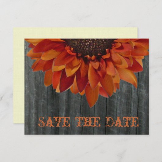 Barnwood & Sunflower Hochzeit im Herbst Save the D Save The Date (Vorne/Hinten)