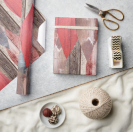 Barnwood Texture Red Leaf Pastell Muster Geschenkpapier