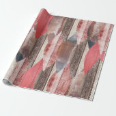 Barnwood Texture Red Leaf Pastell Muster Geschenkpapier (Ungerollt)