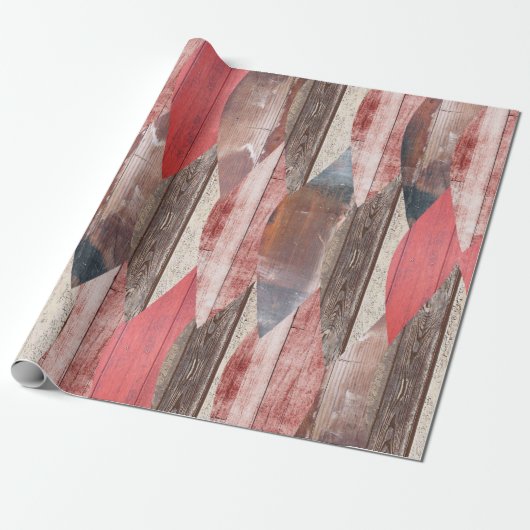 Barnwood Texture Red Leaf Pastell Muster Geschenkpapier (Ungerollt)