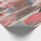 Barnwood Texture Red Leaf Pastell Muster Geschenkpapier (Ecke)