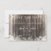 Barnwood und Daisies Wedding Save The Date (Vorderseite)