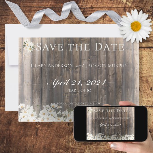 Barnwood und Daisies Wedding Save The Date