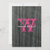 Barnwood und Hot-Pink-Rose Einladung Hochzeit (Rückseite)