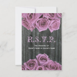 Barnwood und rosa Rosen, die UAWG Wedding sind RSVP Karte