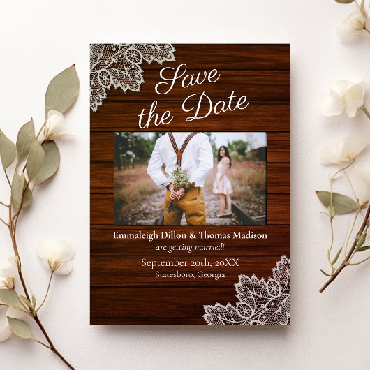 Barnwood und Vintage Hochzeit Einladung