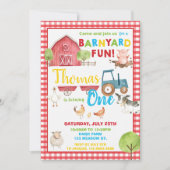 Barnyard 1. Geburtstag Party Niedliche Landtiere Einladung (Vorderseite)