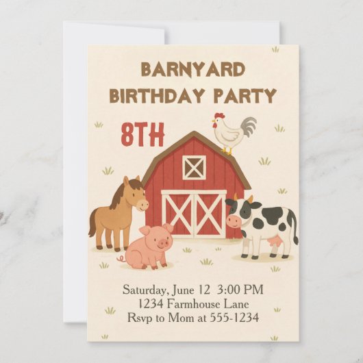 Barnyard Animal Birthday Einladung (Vorderseite)
