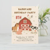 Barnyard Animal Birthday Einladung (Stehend Vorderseite)