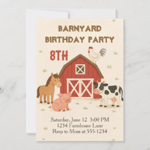 Barnyard Animal Birthday Einladung