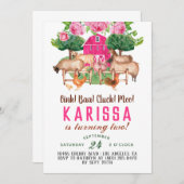 Barnyard Animal Farm Birthday Einladung (Vorne/Hinten)