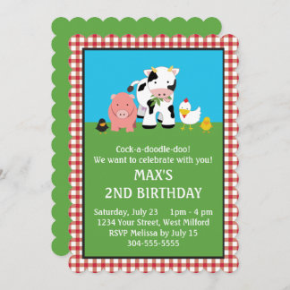 Barnyard Animal Friends Geburtstag Einladung