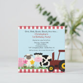 Barnyard Animal Fun Geburtstagspartei Einladung (Stehend Vorderseite)