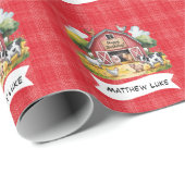 Barnyard Animals 1st. Birthday Party  Geschenkpapier (Rolleneckpunkt)