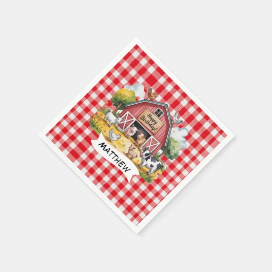 Barnyard Animals 1st. Birthday Party Serviette (Ecke)