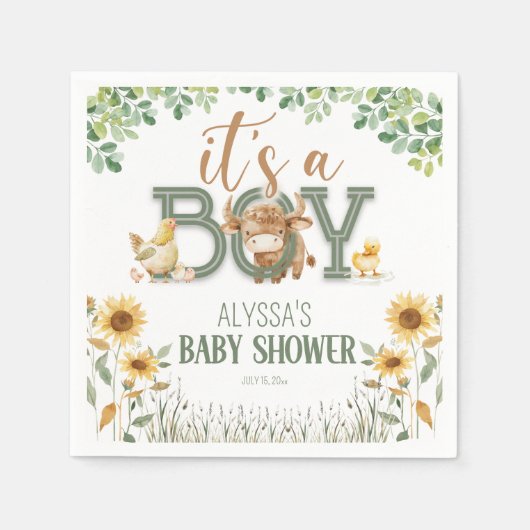 Barnyard Animals Baby Boy Baby Dusche Serviette (Vorderseite)