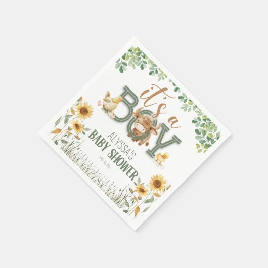 Barnyard Animals Baby Boy Baby Dusche Serviette (Ecke)