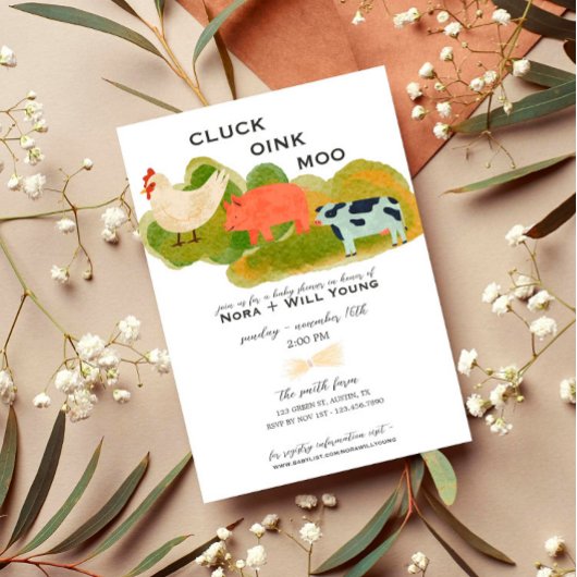 Barnyard Animals - Baby Shower Invitation - Trio Einladung