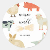 Barnyard Animals - Baby Showsticker Runder Aufkleber (Vorderseite)
