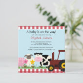 Barnyard Animals Kinderdusche Einladung (Stehend Vorderseite)