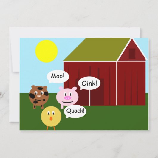 Barnyard Animals Kindergeburtstag Party Einladunge Einladung (Vorderseite)