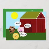 Barnyard Animals Kindergeburtstag Party Einladunge Einladung (Vorne/Hinten)