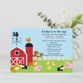 Barnyard Baby Animails Kinderdusche Einladung (Stehend Vorderseite)