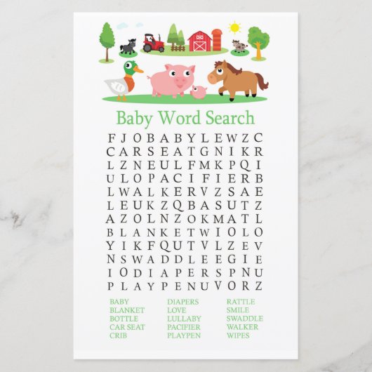 Barnyard Baby Shooter Word Search Game (Vorderseite)