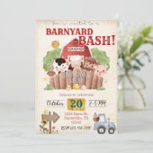 Barnyard Bash Birthday Einladung (Stehend Vorderseite)