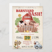 Barnyard Bash Birthday Einladung (Vorne/Hinten)