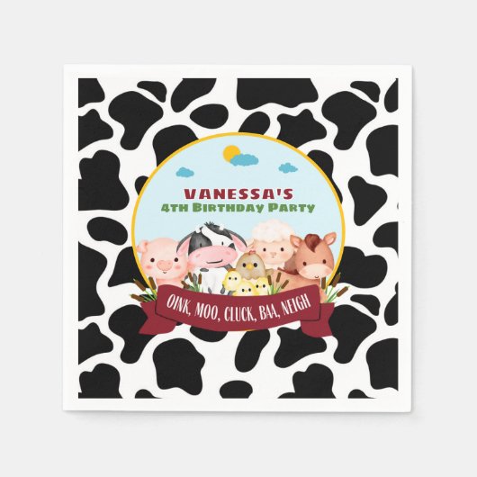 Barnyard Bash Birthday Serviette (Vorderseite)
