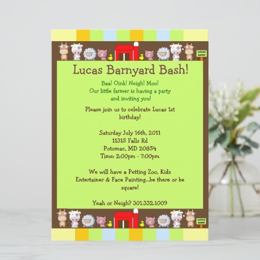 Barnyard Bash Einladung (Stehend Vorderseite)