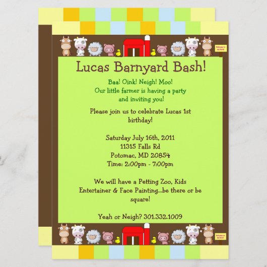 Barnyard Bash Einladung (Vorne/Hinten)