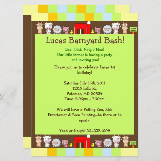 Barnyard Bash Einladung (Vorne/Hinten)