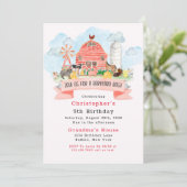 Barnyard Bash Farm Animes 5th Birthday Party Einladung (Stehend Vorderseite)