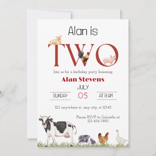 Barnyard Bash: Feierliche Wende zwei! Einladung (Vorderseite)