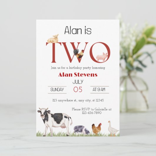 Barnyard Bash: Feierliche Wende zwei! Einladung (Stehend Vorderseite)