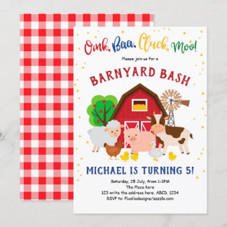 Barnyard Bash, Landtiere, Petting Zoo, Geburtstag Einladung