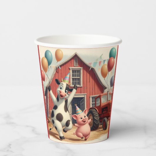 Barnyard Bash Paper Cups 🐮 🐷 Pappbecher (Rückseite)