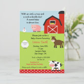 Barnyard-Bauernhof-Babyparty-Einladung Einladung (Stehend Vorderseite)